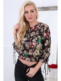 Dünne Bluse mit Blumen, schwarz MP28546 – Online-Shop – Boutique